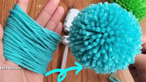 Yarn Pom Pom Making by Hand with Glue for Crocheted Hat - YouTube