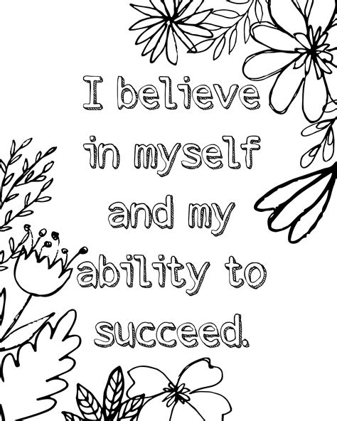 Free Positive Affirmation Coloring Pages Pdf Printable Coloring Pages ...