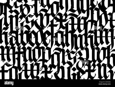 Medieval Gothic pattern. Vector. European modern gothic. Black letters on a white background ...