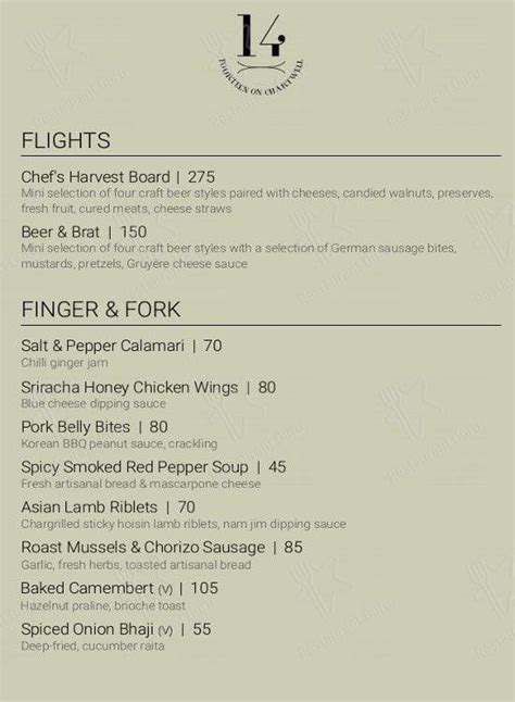 Menu at 14 on Chartwell pub & bar, Umhlanga