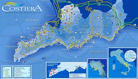 Sorrento Peninsula and Amalfi Coast Map - Ontheworldmap.com