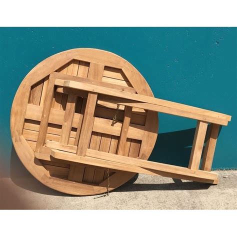 Outdoor Furniture Solid Teak Folding Table Round 70cm | Turendav Australia | Antique ...