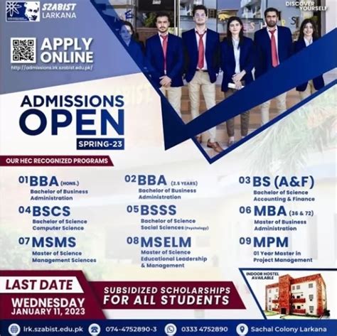 Szabist SZABIST Larkana BS Admission Online 2024