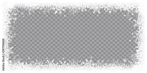 Snow snowflake winter border frame on transparent background isolated ...