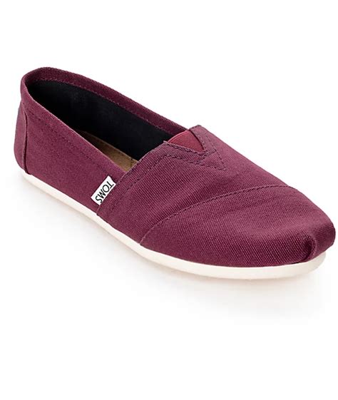 Toms Classics Canvas Burgundy Slip-On Womens Shoes