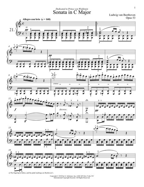 Piano Sonata No. 21 In C Major, Op. 53 "Waldstein" - Ludwig van Beethoven Sheet Music. Download.