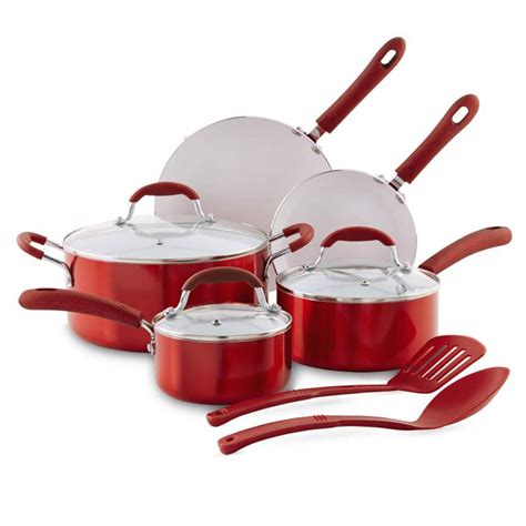 Bella 10-Piece Nonstick Red Ceramic Cookware Set