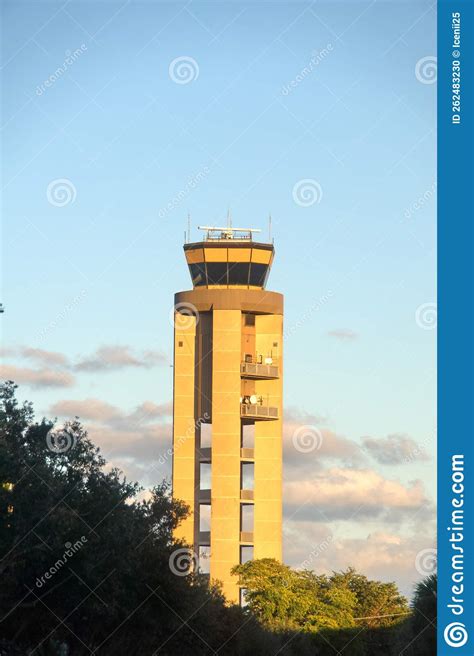 Air Traffic Control Tower at Sunset Stock Photo - Image of ...