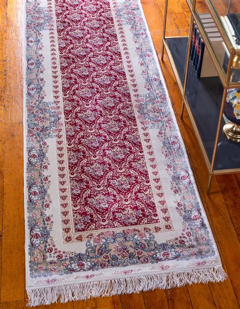 Red 80cm x 300cm Qom Bamboo Silk Runner Rug | AU Rugs