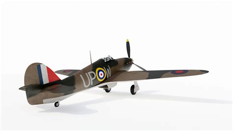 Hawker Hurricane Fighter 3d Model