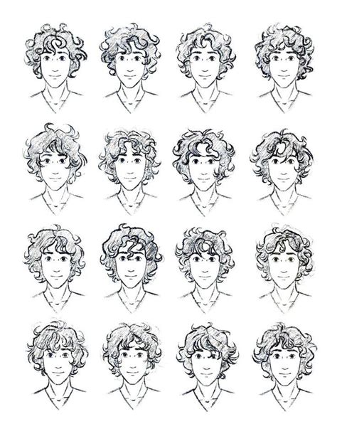 Curly hair ref. for Bastien Nabe (of the deer, elk) | Curly hair drawing, Boy hair drawing, Hair ...