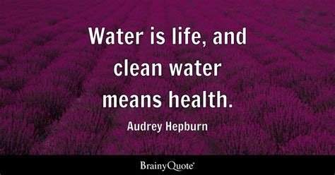 Water is life, and clean water means health. - Audrey Hepburn - BrainyQuote