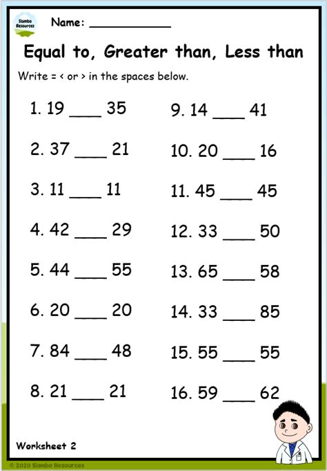 Equal to Greater than Less than Worksheets | Free Printables