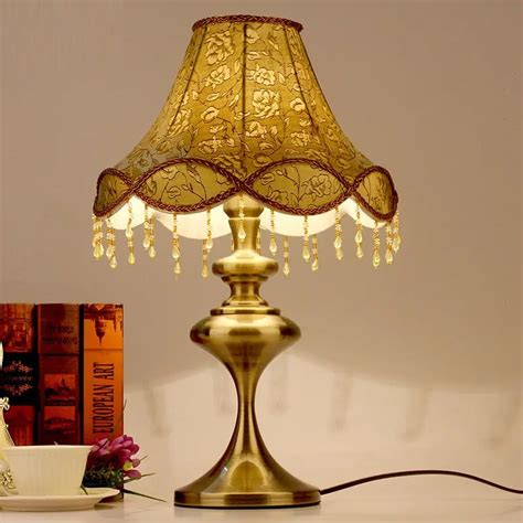 European Vintage Bedroom table Lights Luxury Bedsides Fabric Living ...