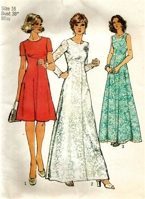 Vintage 70s Simplicity 6094 UNCUT Misses Evening Dress or Mother of the Bride D… | Wedding dress ...