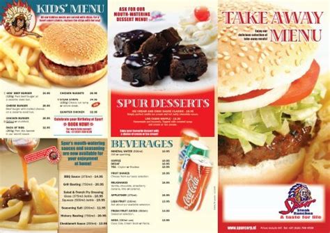 MENU TAKE AWAY - Spur Steak Ranches International