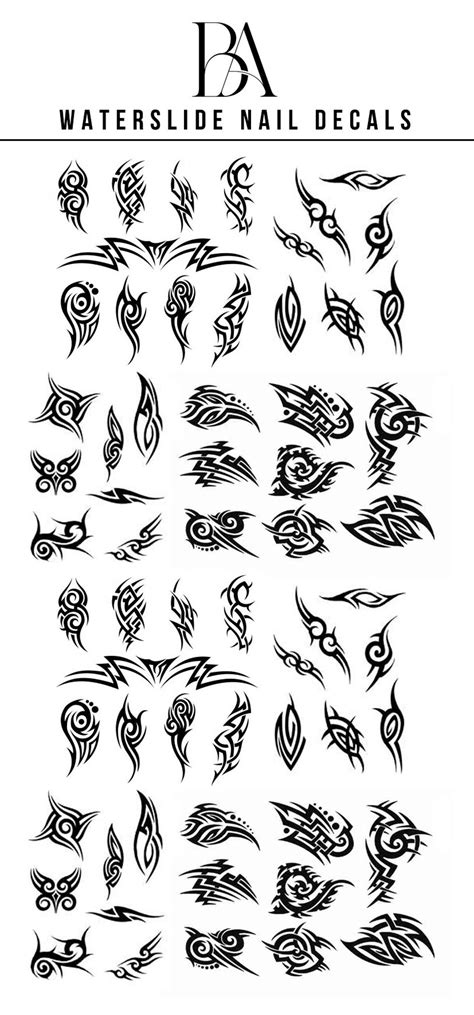 Tribal Tattoo Style Waterslide Decals for Press on Nails / Gel Nails / Acrylic Nails / Nail Art ...