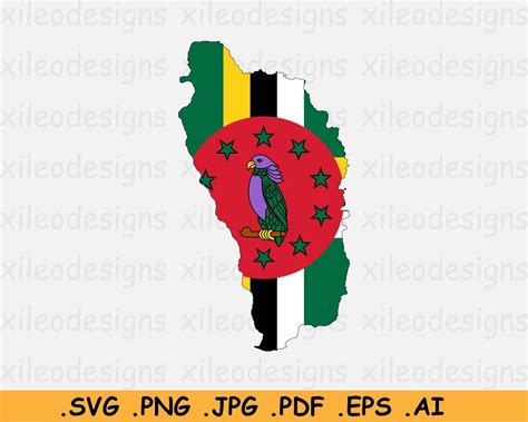 Dominica Flag Map SVG, Dominican Cricut Cut File, Caribbean Country ...