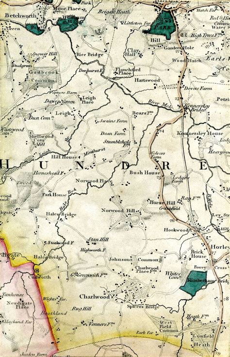 Map Of Surrey 1874.