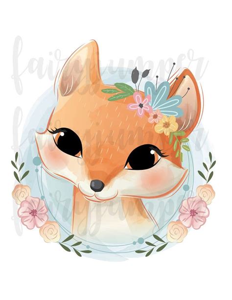 Fox clipart baby fox clipart Sublimation graphics Fox | Etsy | Baby animal drawings, Cute ...