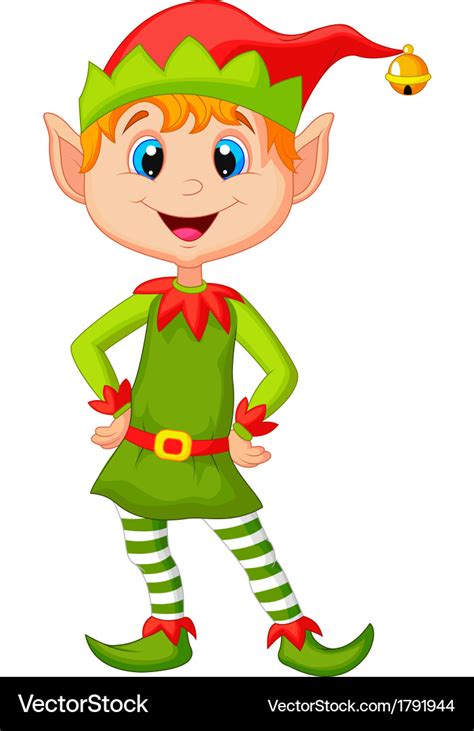 Cute and happy looking christmas elf cartoon Vector Image