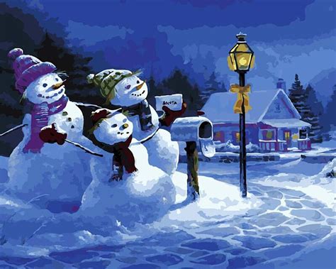 Christmas Snowman Family - DIY Painting By Numbers Kit – Paint Number Shop