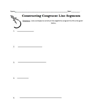 Constructing Congruent Line Segments Worksheet by Hillary Leatherman