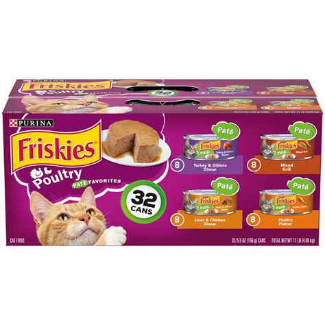 (32 Pack) Friskies Pate Wet Cat Food Variety Pack, Poultry Favorites, 5 ...