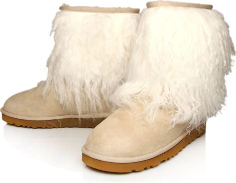 Ugg Fur Cuff Sheepskin Boots in Brown (tan) | Lyst