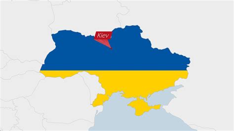 Ukraine map highlighted in Ukraine flag colors and pin of country ...