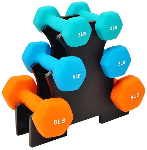 Sporzon! + Colored Neoprene Coated Dumbbell Set with Stand