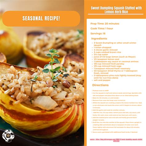 Sweet Dumpling Squash Stuffed with Lemon Herb Rice | SU Ag Center SNAP ...