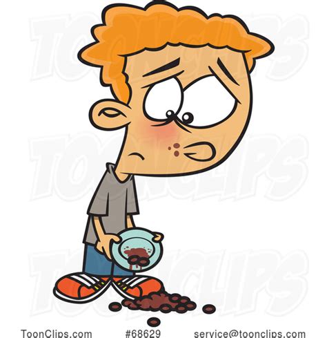 Cartoon Sad Boy with Spilled Beans #68629 by Ron Leishman