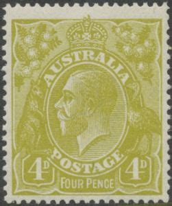 Stamp: King George V (Australia(King George V Issue) Mi:AU 62X,Sn:AU 34,Yt:AU 40,Sg:AU 80,Sev:AU ...