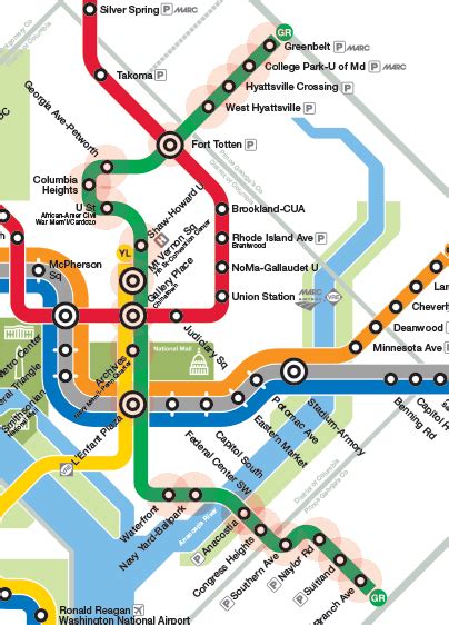 Green Line map - Washington Metro