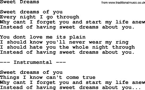 Sweet Dreams by George Jones - Counrty song lyrics