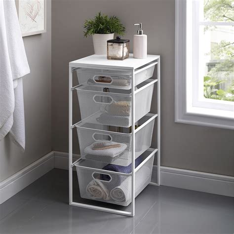 Mainstays 30" 4-Drawer Organizer, White Metal Wire Mesh - Walmart.com - Walmart.com