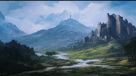 Fantasy landscape art artwork nature wallpaper | 1920x1080 | 667224 | WallpaperUP | Fantasy ...