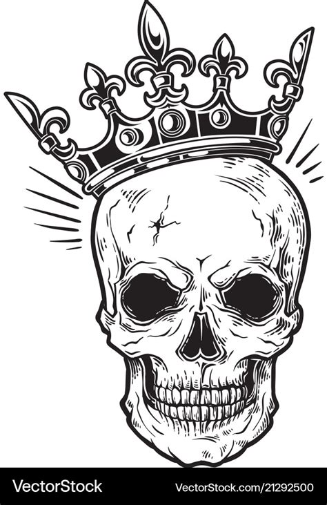 Human skull with crown for tattoo design Vector Image