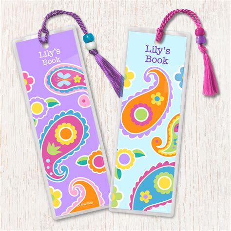 Paisley Dreams Personalized Kids Bookmark Set - Art Appeel