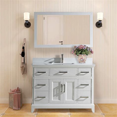 Vanity Art 48" Single Sink Bathroom Vanity Combo Set 7-Drawers, 1-Shelf Super White Phoenix ...