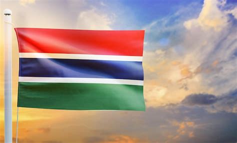 Premium Photo | Gambia country flag, isolated 3d waving flag,