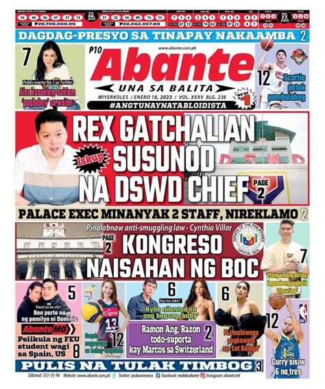 Abante Front Page | Balita ngayong January 18, 2023 | Abante