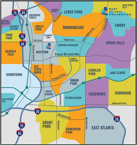 Neighborhoods Of Atlanta Map - Map Of Italy