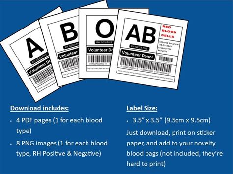 Blood Type Labels 8 Halloween Printable Labels Digital Download - Etsy