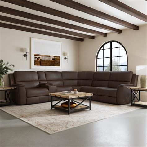 Flexsteel Living Room Power Reclining Sectional with Power Headrests ...