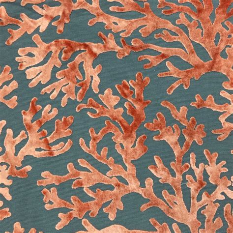 Scuba-Coral Burnout Velvet Upholstery Fabric, Yard - Beach Style - Upholstery Fabric - by Top ...