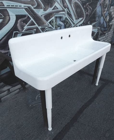 1930s Cast Iron Porcelain Double Drain Board Farmhouse Sink at 1stDibs ...