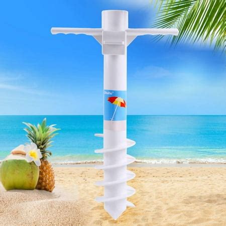 Beach Umbrella Sand Anchor Bracket, Solid Color 5 Tier Screw Thread Summer Parasol Holder Sturdy ...