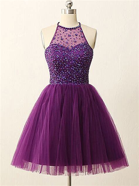 Short Dark Purple Prom Dresses